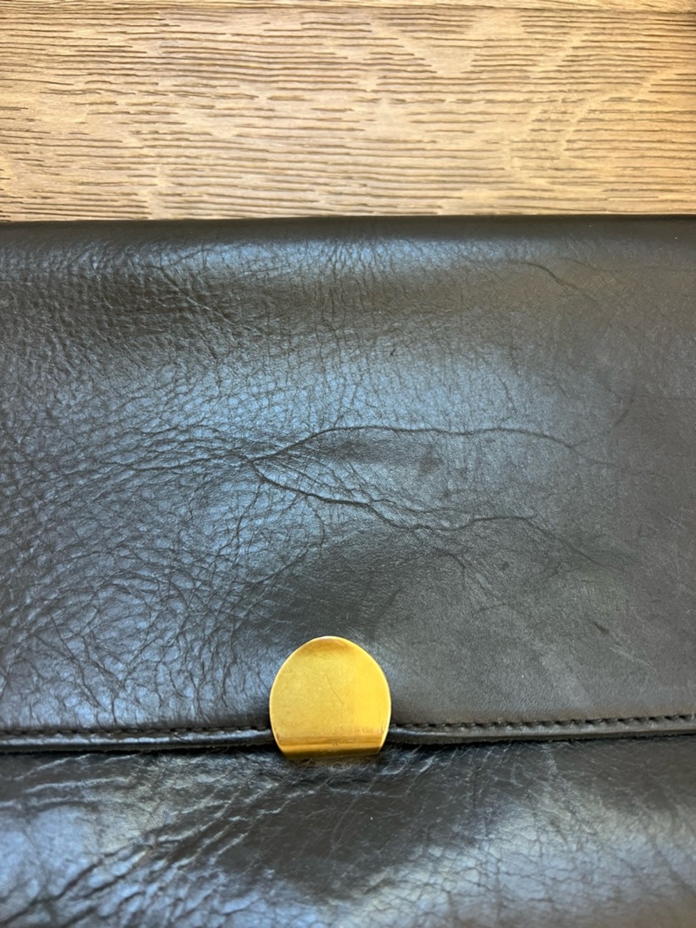 ❤️ Madewell Black Leather Flap Crossbody Bag Gold Hardware Adjustable Strap - Picture 4 of 7
